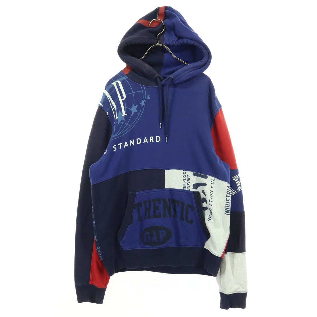 GAP ギャップ クレイジーパターン 長袖 スウェットパーカー M ブルー