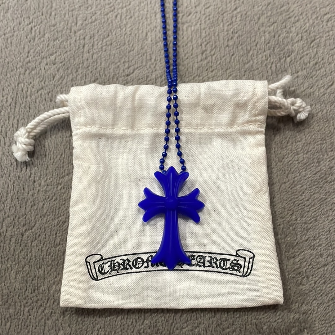 Chrome Hearts Rubber Small CH Cross Silicon Necklace "Blue"