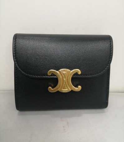 CELINE Small Triomphe Wallet in Shiny Smooth Lambskin "Black"