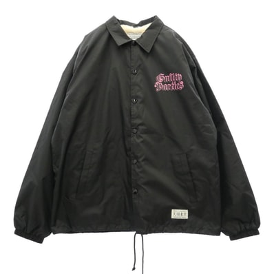 WACKO MARIA ワコマリア 21AW 天国東京 パッチ プリント ボア コーチジャケット ブラック系 オフホワイト系 L【中古】