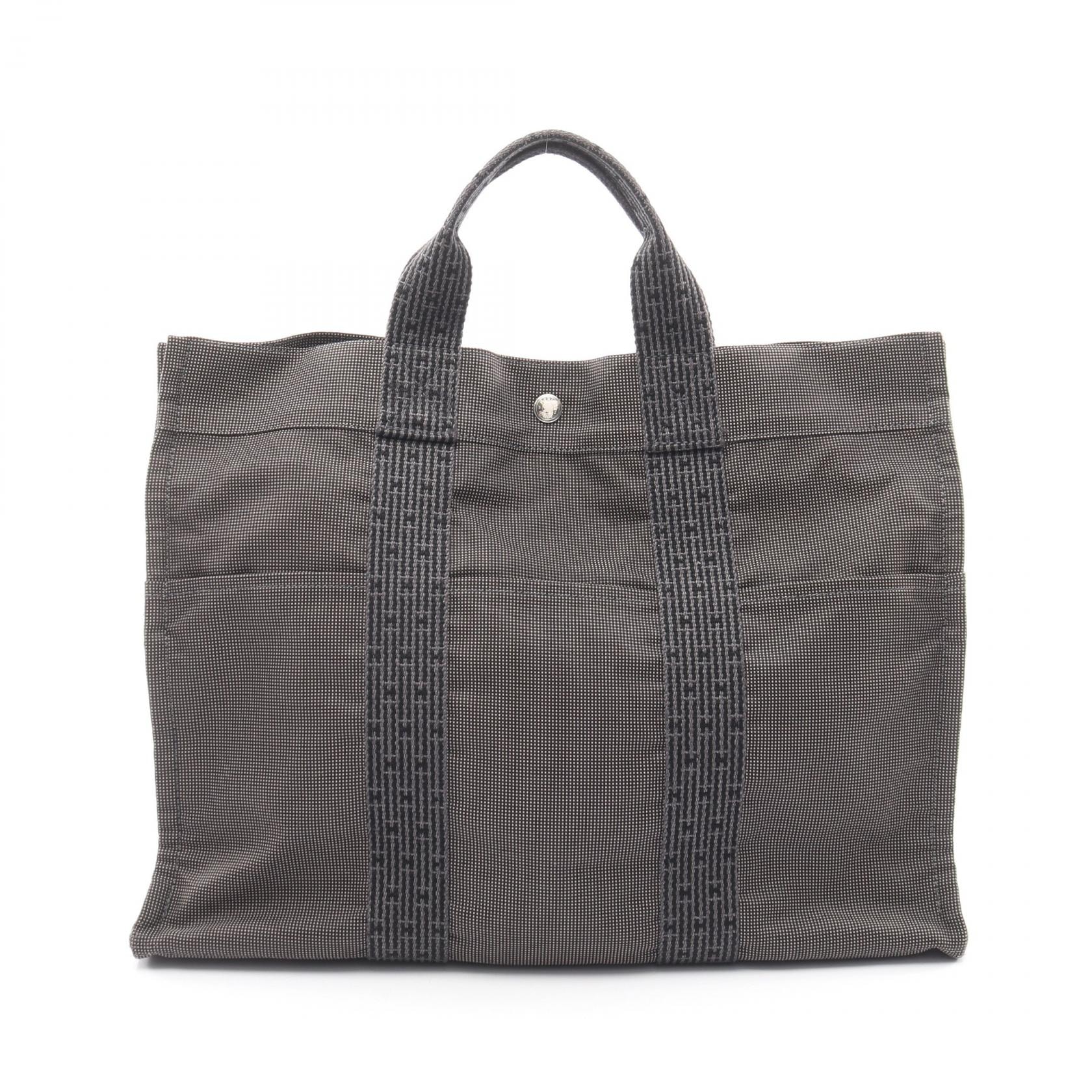 エルメス HERMES エールラインMM トートバッグ バッグ ナイロン ナイロンキャンバス メンズ レディース グレー系 100951M 【中古】