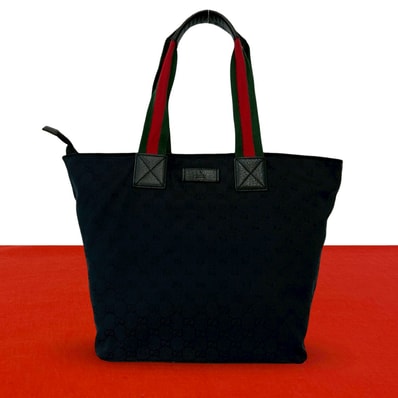 GUCCI グッチ シェリーライン キャンバス レザー トートバッグ ブラック
62149