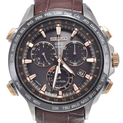 セイコー SEIKO 8X82-0AB0-1 アストロン ブラウン ソーラー GPS衛星電波 メンズ 良品 腕時計 I#147759