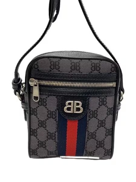 GUCCI x BALENCIAGA The Hacker Shoulder Zip Bag Canvas Jacquard "Black" 