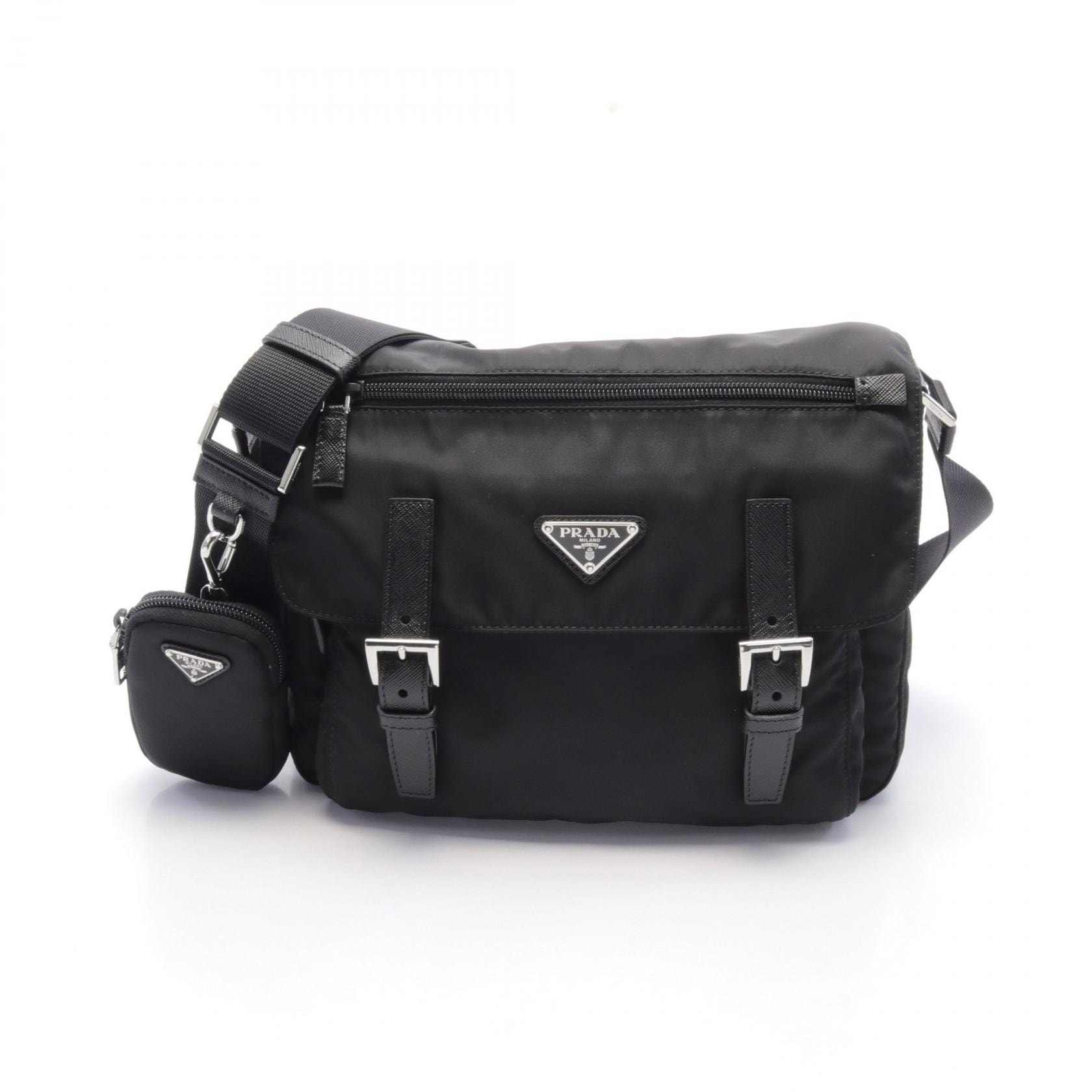 プラダ PRADA VELA ショルダーバッグ バッグ ナイロン レザー レディース ブラック系 1BD953RV44F0002 【新品】