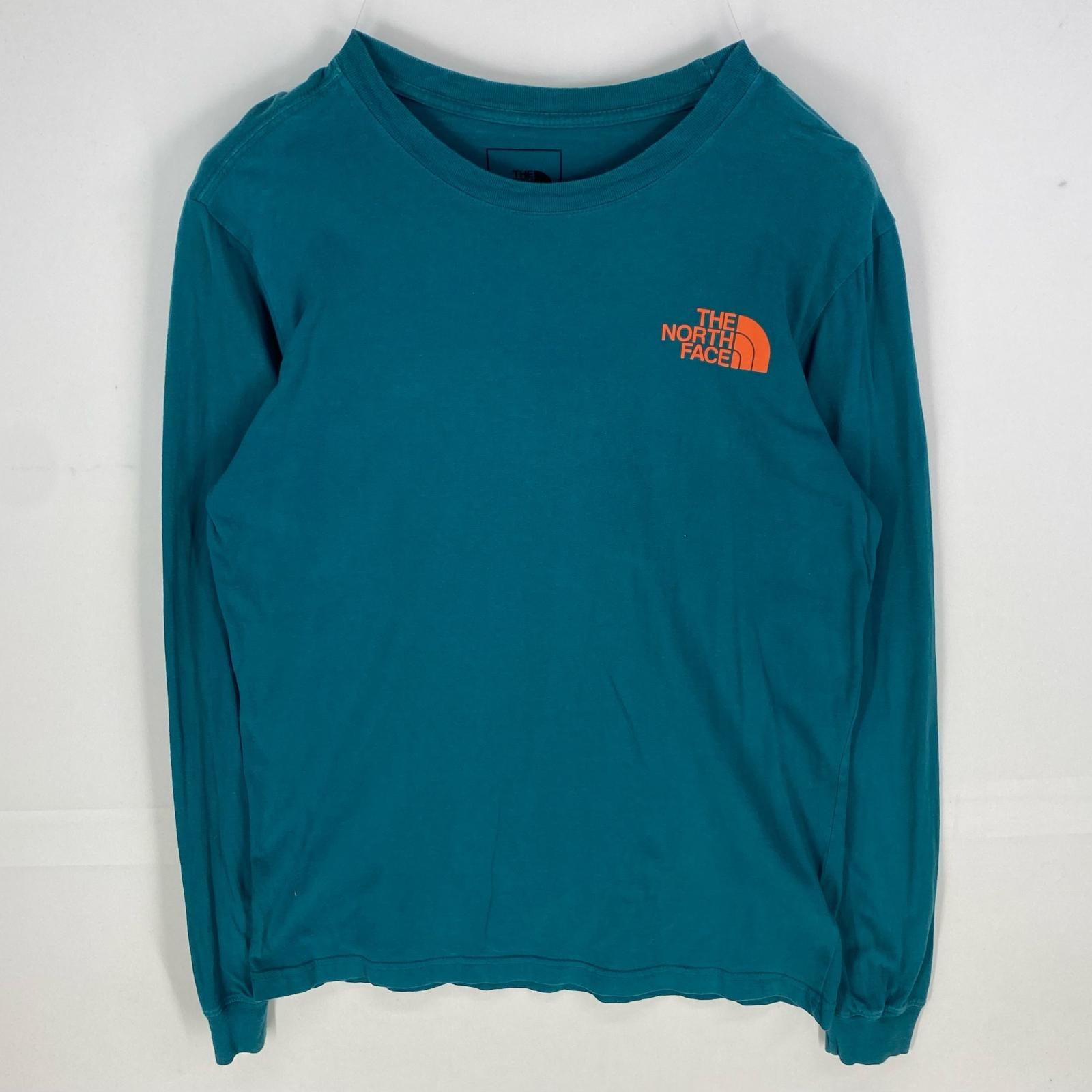 古着 ザ・ノースフェイス THE NORTH FACE 長袖Tシャツ バックプリント ワンポイント プルオーバー ロンT M グリーン系 メンズ