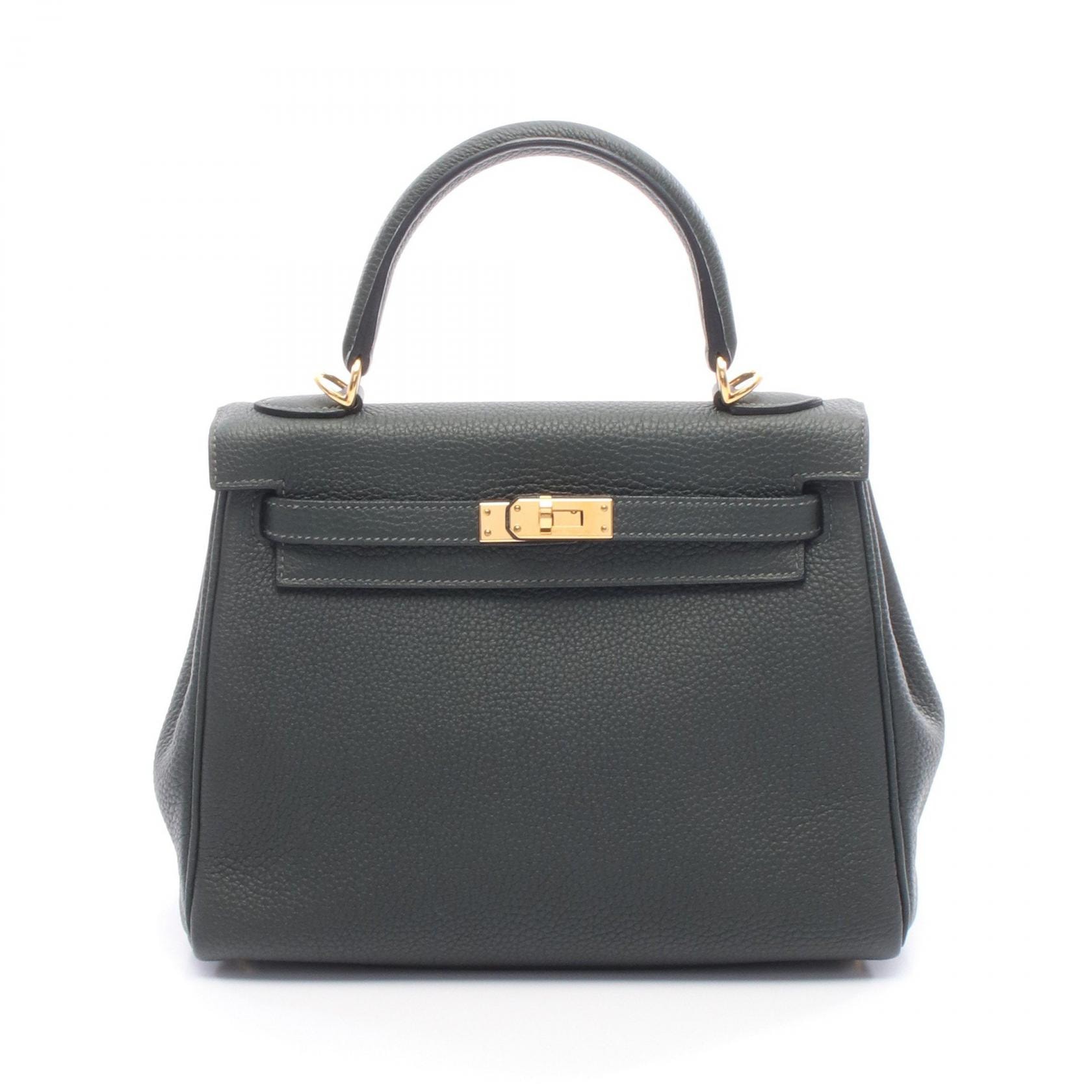 エルメス HERMES ケリー25 ハンドバッグ バッグ レザー トゴ トゴ ヴェールアングレ B刻印(2023年製造) レディース グリーン系 【中古】