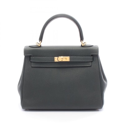 エルメス HERMES ケリー25 ハンドバッグ バッグ レザー トゴ トゴ ヴェールアングレ B刻印(2023年製造) レディース グリーン系 【中古】