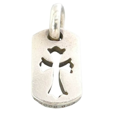 CHROME HEARTS クロムハーツ(原本無) DT TNY CO CRS タイニーカットアウトクロスドッグタグ チャーム ペンダントトップ シルバー系【中古】