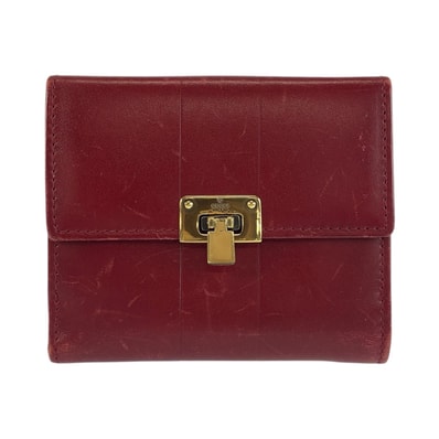 GUCCI グッチ レッド ゴールド金具 レザー 折財布 コンパクトウォレット 602565 【中古】