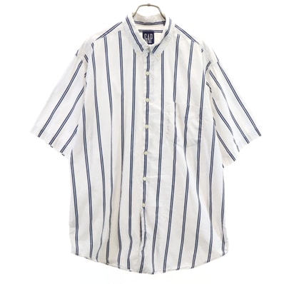 GAP ギャップ 90s オールド ストライプ柄 半袖 ボタンダウンシャツ L ホワイト