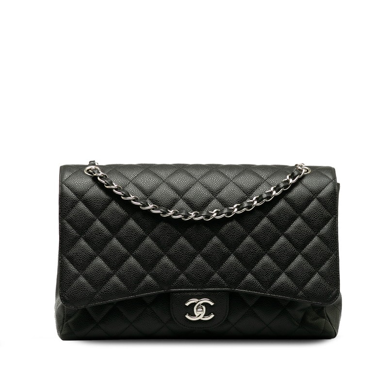 シャネル マトラッセ ココマーク チェーン ショルダーバッグ ブラック シルバー金具 キャビアスキン レディース CHANEL 【中古】