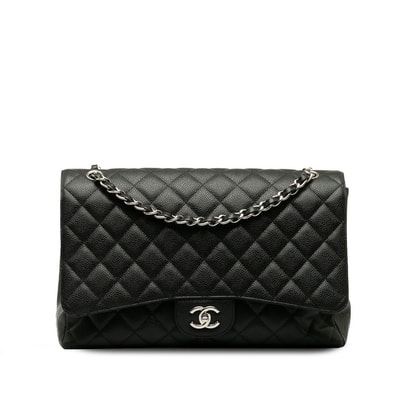 シャネル マトラッセ ココマーク チェーン ショルダーバッグ ブラック シルバー金具 キャビアスキン レディース CHANEL 【中古】