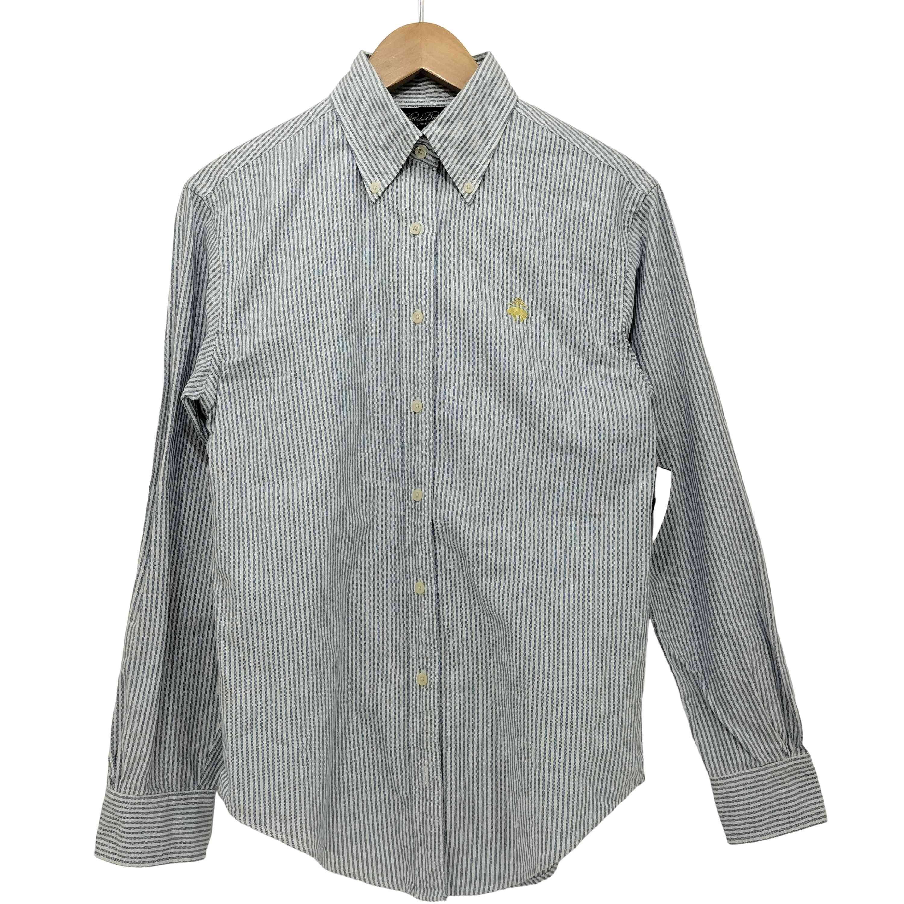 ストライプ柄 ゴールデンフリース刺繍 ロングスリーブボタンダウンシャツ【1140790559964】