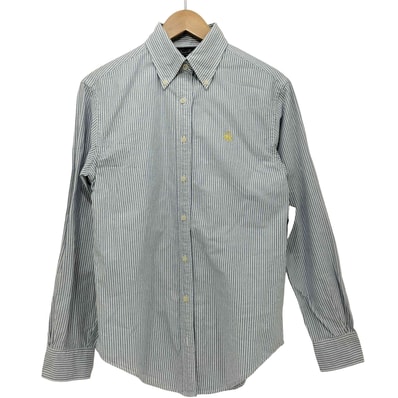 ストライプ柄 ゴールデンフリース刺繍 ロングスリーブボタンダウンシャツ【1140790559964】