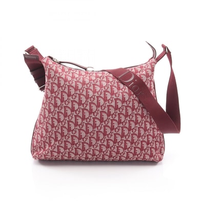 ディオール Dior トロッター ショルダーバッグ バッグ キャンバス レザー レディース ボルドー系 【中古】
