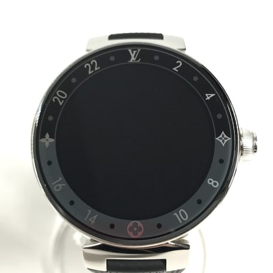 ルイヴィトン LOUIS VUITTON タンブール ホライゾン V2 コネクテッドウォッチ QA050 ダミエ メンズウォッチ ウォッチ スマートウォッチ 腕時計 SS ブラック