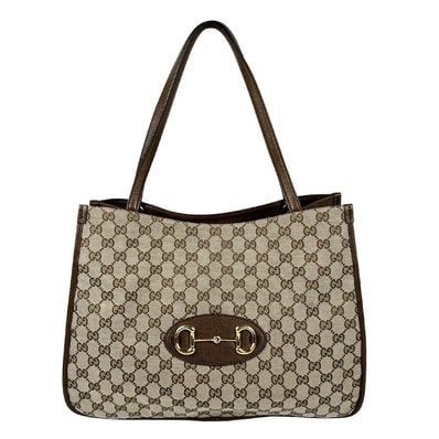 グッチ GUCCI ハンドバッグ ホースビット GGキャンバス/レザー ブラウン レディース 623694【中古】 z11171