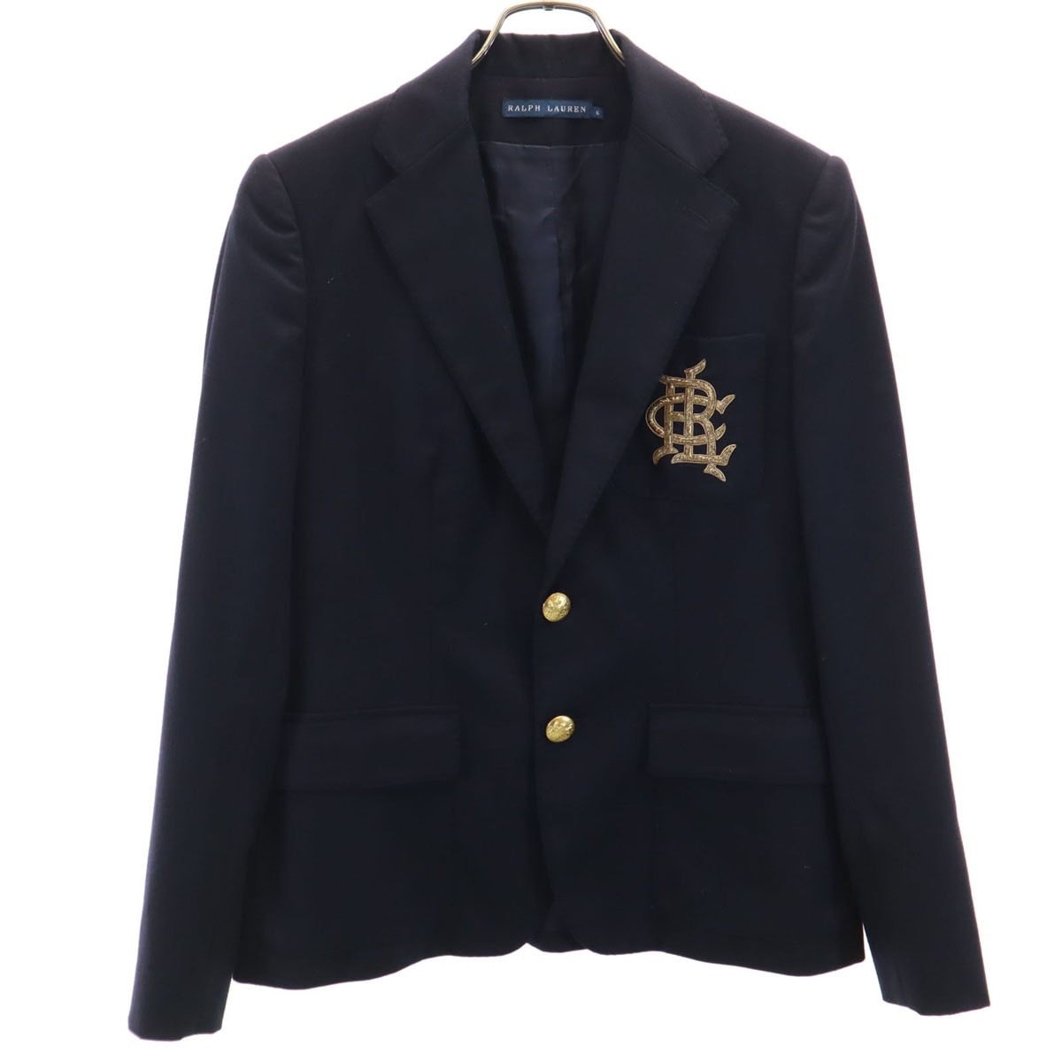 RALPH LAUREN ラルフローレン イタリア製 金ボタン テーラードジャケット 6 ネイビー ブレザー
