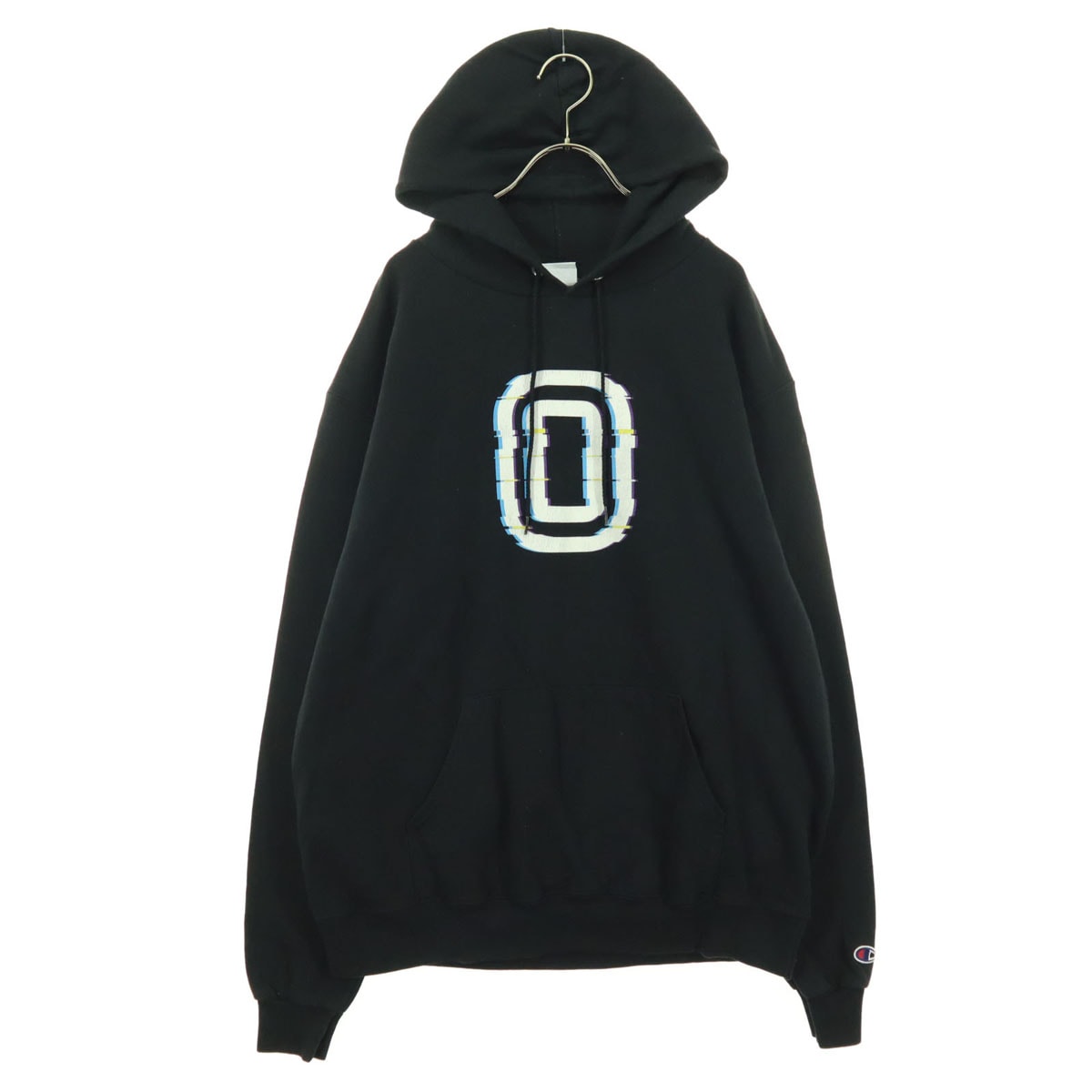 Champion ECO チャンピオンエコ プリント柄 長袖 スウェットパーカー L ブラック