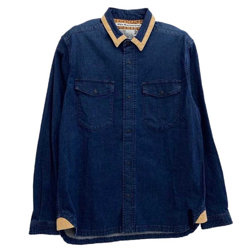 WHITE MOUNTAINEERING ホワイトマウンテニアリング その他トップス 21AW WM2173111 襟コーデュロイ切替 スナップボタン デニム シャツ インディゴブルー系 2【中古】