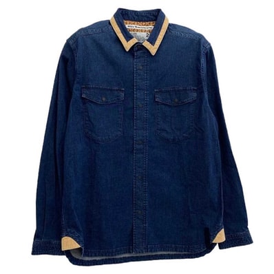 WHITE MOUNTAINEERING ホワイトマウンテニアリング その他トップス 21AW WM2173111 襟コーデュロイ切替 スナップボタン デニム シャツ インディゴブルー系 2【中古】