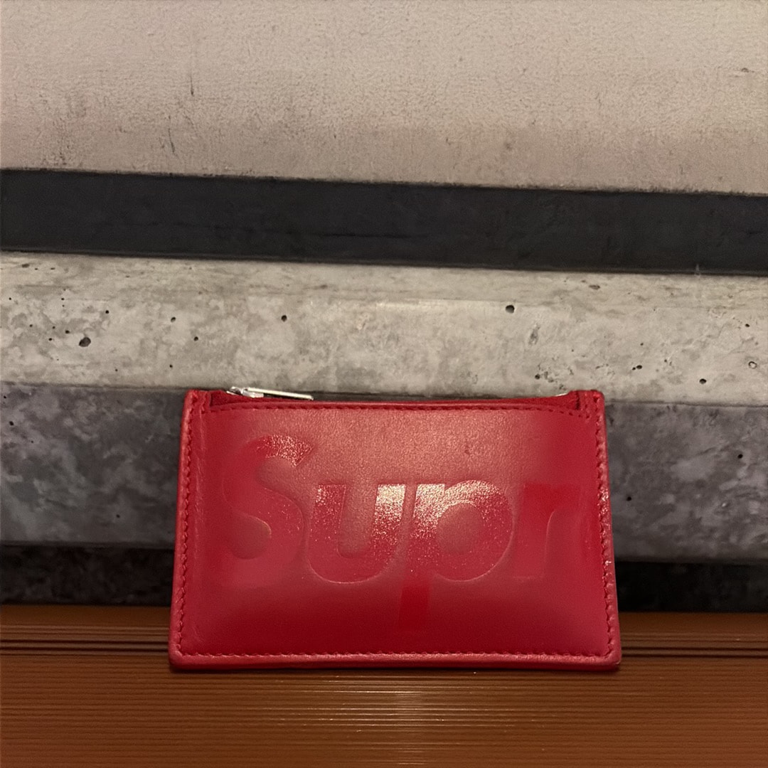 Supreme Leather Zip Card Holder (25SS) "Red"