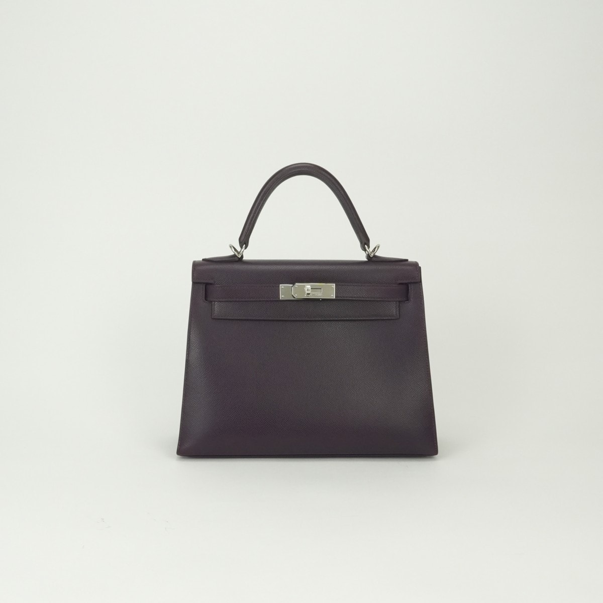 エルメス HERMES ケリー28 ケリー 28 バッグ トートバッグ ショルダーバッグ エプソン レザン Raisin パープル Purple 紫 シルバー金具 ヴォーエプソン ハンドバッグ 2way 外縫い V字金具
