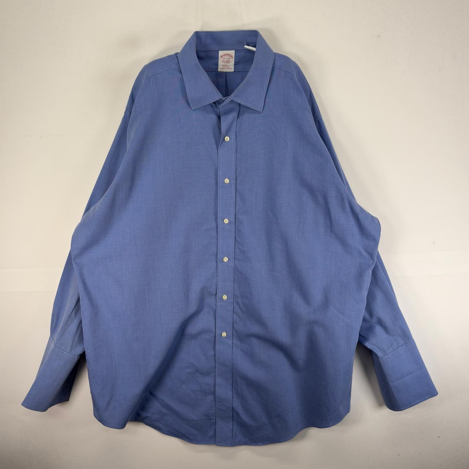 古着 ブルックスブラザーズ Brooks Brothers 長袖シャツ カフス XL  ブルー系 無地 メンズ