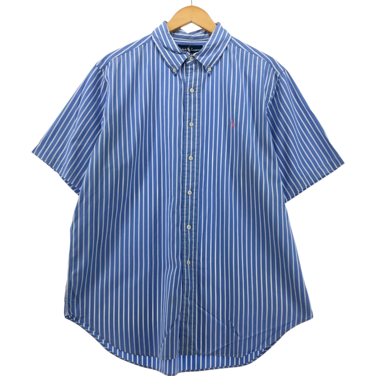 古着 ラルフローレン Ralph Lauren CLASSIC FIT クラシックフィット 半袖 ボタンダウン ストライプシャツ メンズXL相当/eaa555159