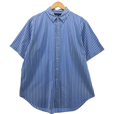 古着 ラルフローレン Ralph Lauren CLASSIC FIT クラシックフィット 半袖 ボタンダウン ストライプシャツ メンズXL相当/eaa555159