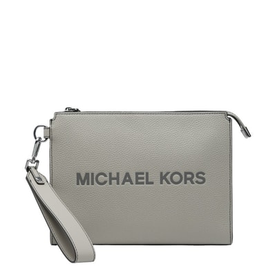 マイケルコース ロゴ クラッチバッグ セカンドバッグ グレー レザー レディース Michael Kors 【中古】