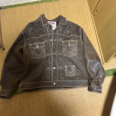 Supreme x True Religion Leather Trucker Jacket "Brown"