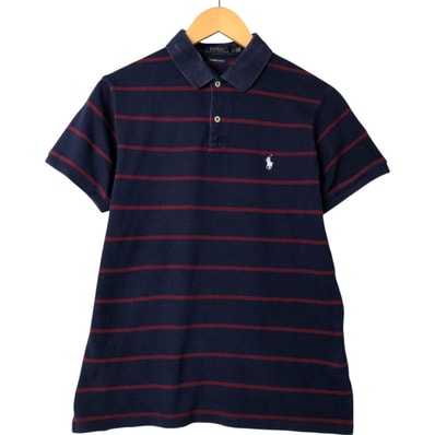 古着 ラルフローレン Ralph Lauren POLO RALPH LAUREN CUSTOM SLIM FIT 半袖 ボーダー ポロシャツ メンズL相当/eaa534022