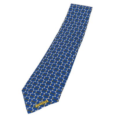 【中古】 エルメス ネクタイ トヨタ限定品 シルク ブルー ホワイト スーツ 総柄 ビジネス メンズ 男性 HERMES