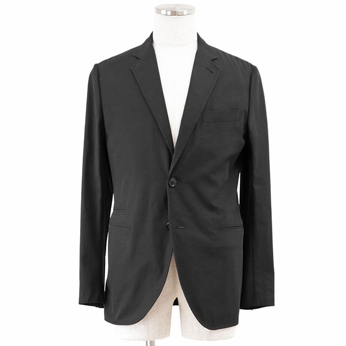 HERMES エルメス ジャケット アンコン 2023SS コットンギャバジン 2B チェンジポケット 一重仕立て テーラード アウター メンズ サイズ 46 ブラック 黒 イタリア製
