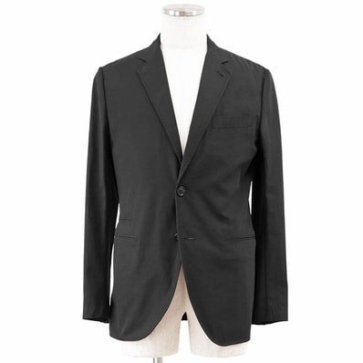 HERMES エルメス ジャケット アンコン 2023SS コットンギャバジン 2B チェンジポケット 一重仕立て テーラード アウター メンズ サイズ 46 ブラック 黒 イタリア製