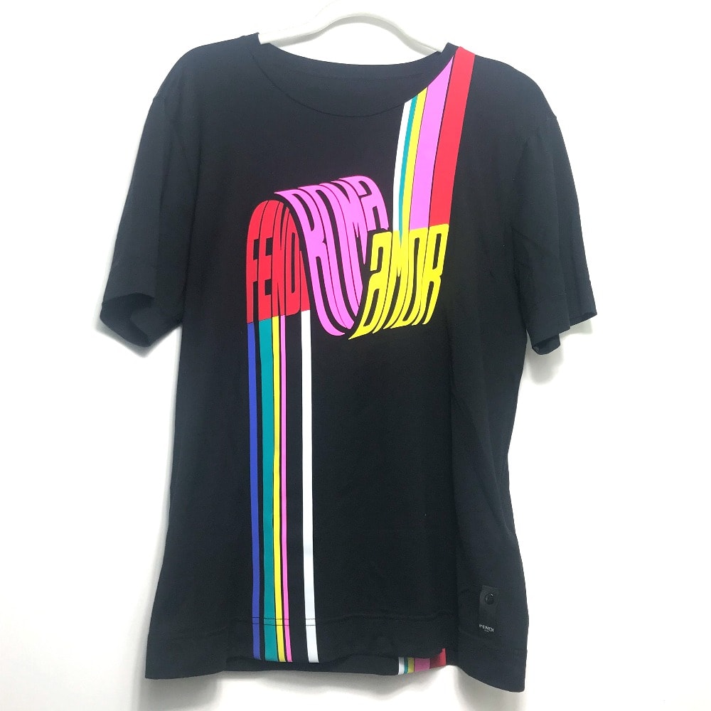 フェンディ FENDI レインボー ロゴ FY0936 トップス アパレル 半袖Tシャツ コットン ブラック