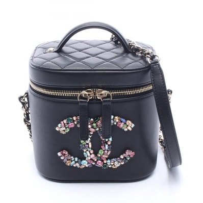 シャネル CHANEL クリスタルマニア マトラッセ ココマーク バニティ 2WAY ショルダーバッグ バッグ ラムスキン(羊革) レディース ブラック系 AS2322 【中古】