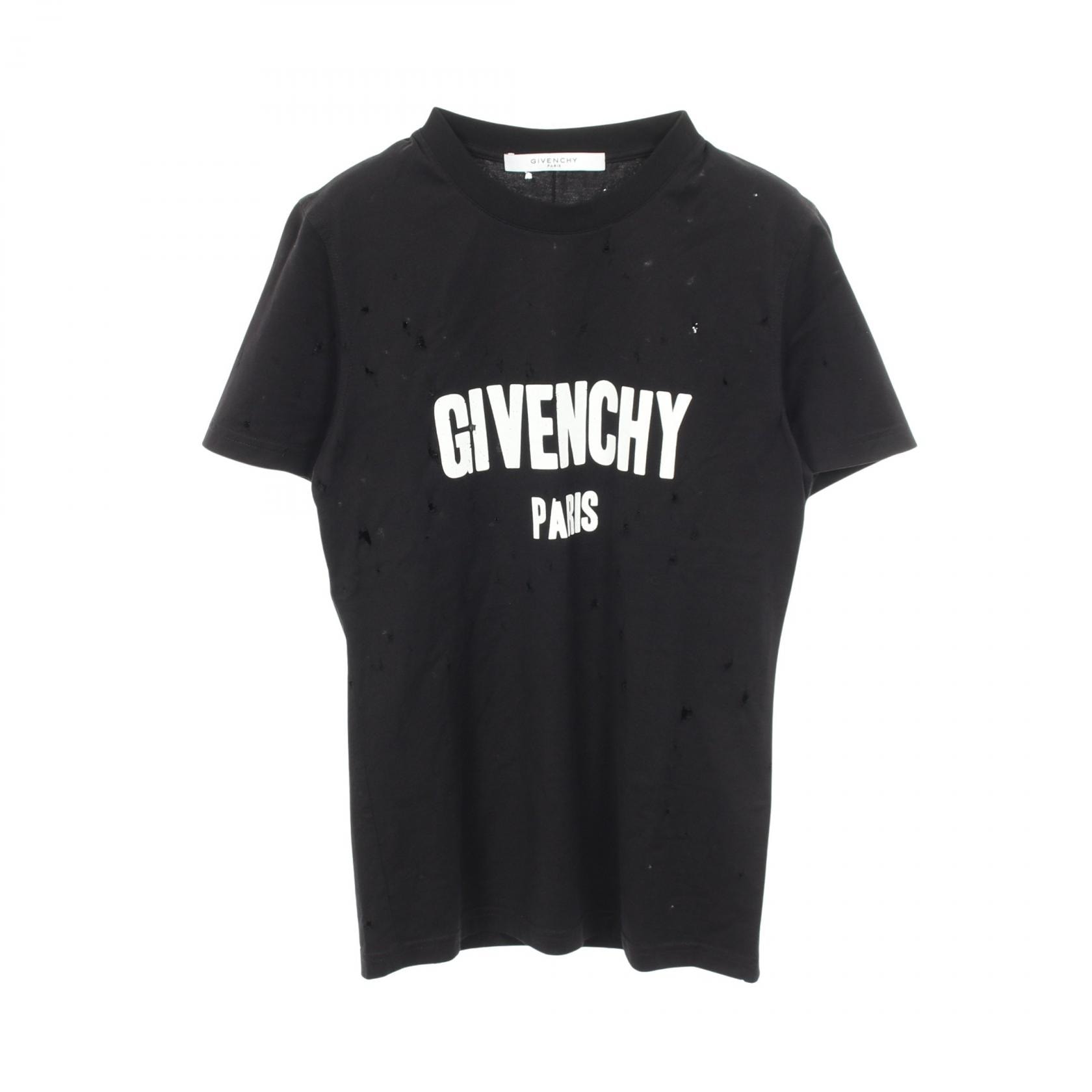 ジバンシィ GIVENCHY ロゴプリント デストロイ加工 半袖Tシャツ 衣料品 トップス コットン レディース ブラック系 【中古】