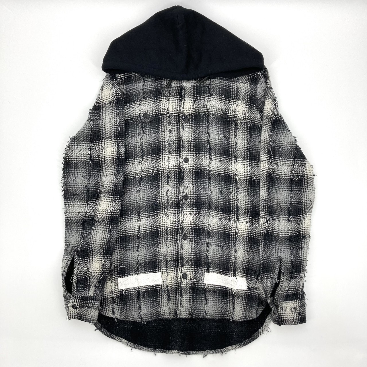 OFF-WHITE(オフホワイト) バックバイアス チェック フーディ 2WAY XS OMGA035F17596018 長袖シャツ ブラック×グレー