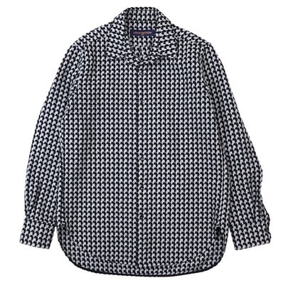 【極美品】LOUIS VUITTON ルイ・ヴィトン 長袖シャツ サイズ XS メンズ 2019AW ハウンドトゥース 千鳥格子柄 メタリックヤーン トップス シルバー ブラック 黒 銀色 イタリア製