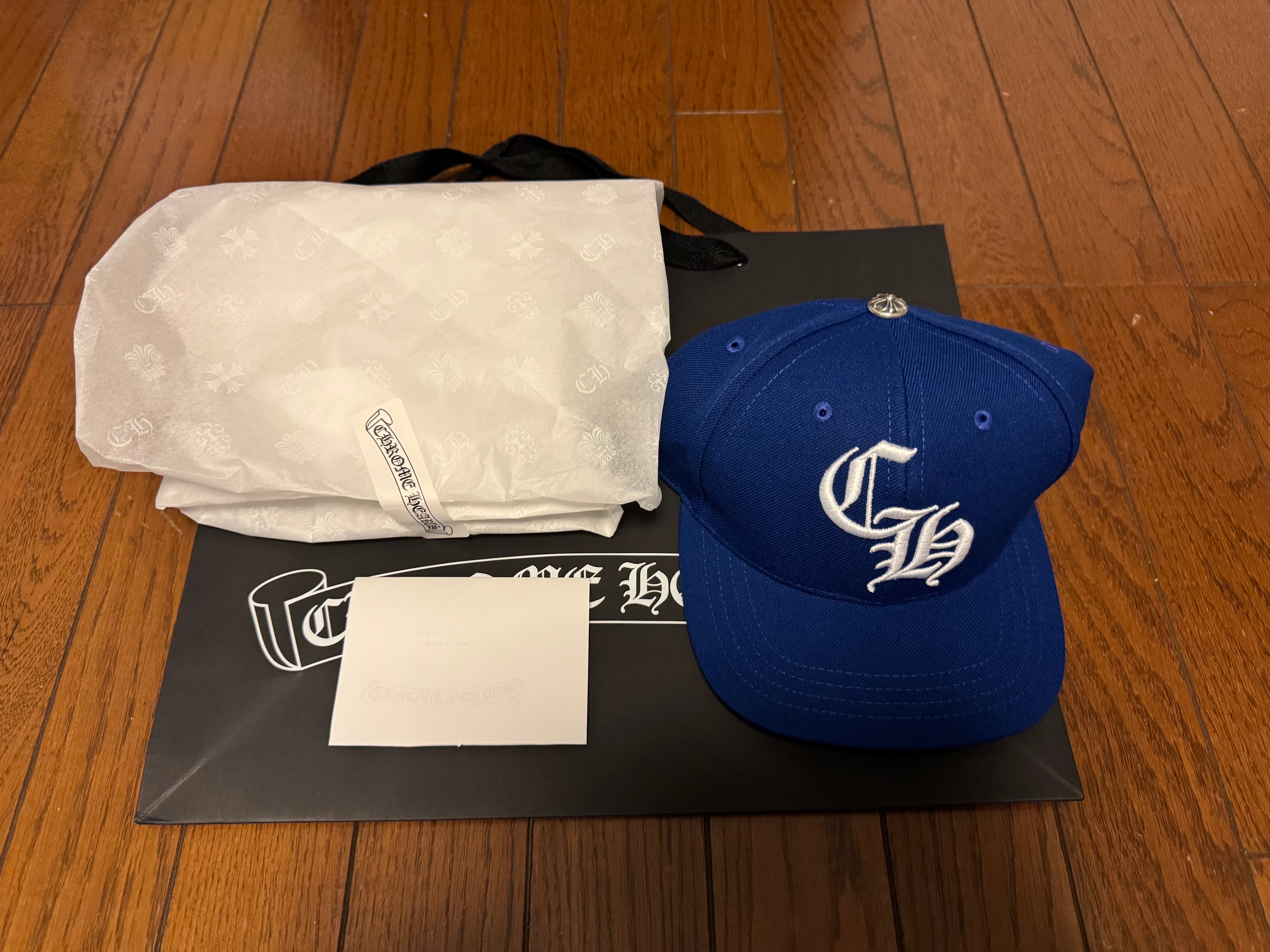 Chrome Hearts 6 Panel On Field CH White Baseball Cap "Blue/Green"