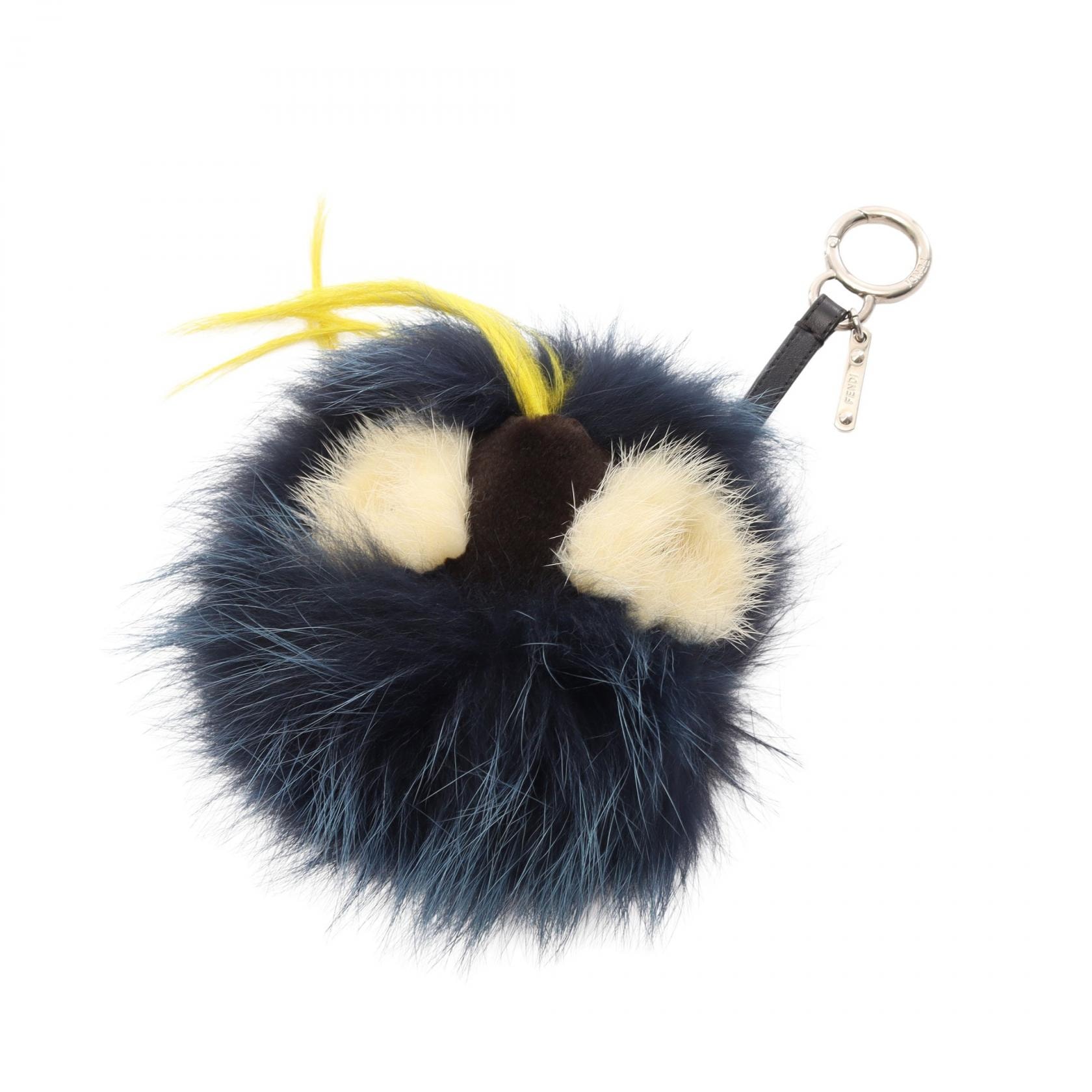 フェンディ FENDI バッグバグス モンスター チャーム アクセサリー レザー ファー レディース ネイビー系 / マルチカラー 7AR421 3FM 【中古】