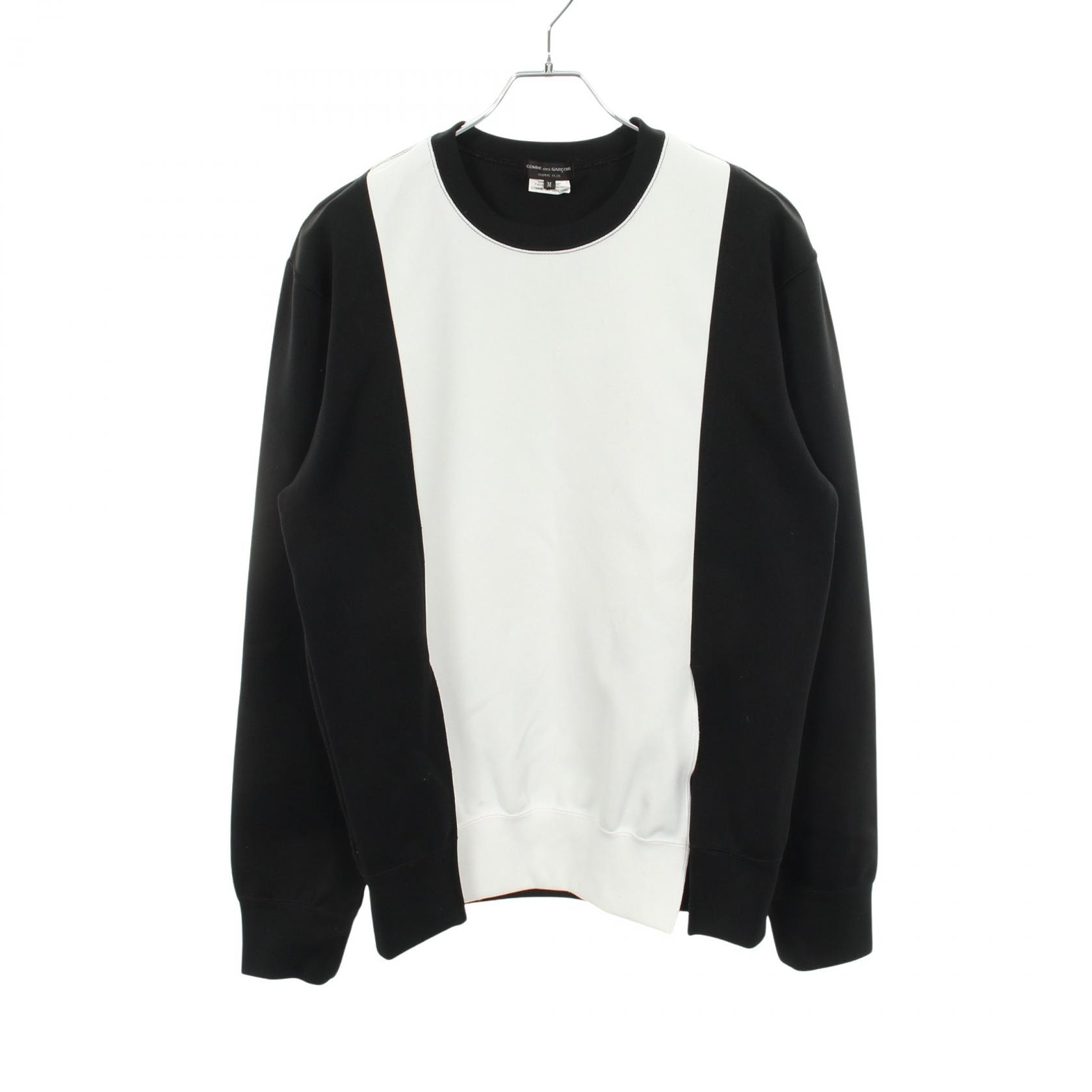 コムデギャルソンオムプリュス COMME des GARCONS HOMME PLUS 切替デザイン 長袖 クルーネック カットソー 衣料品 トップス ポリエステル メンズ ブラック系 / ホワイト系 PN-T027 【中古】