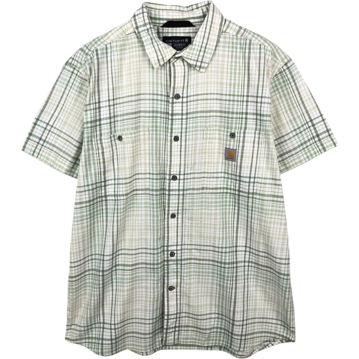 古着 カーハート Carhartt RELAXED FIT チェック柄 半袖 ワークシャツ メンズL相当/eaa668077