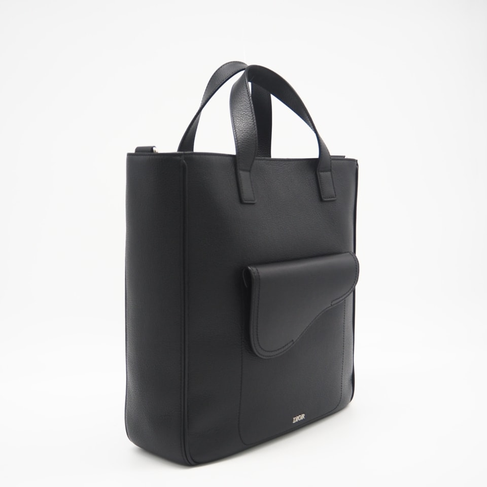極美品 Dior ディオール レザー サドル トートバッグ 1ADSH175YMJ ハンドバッグ ブラック レザー レディース