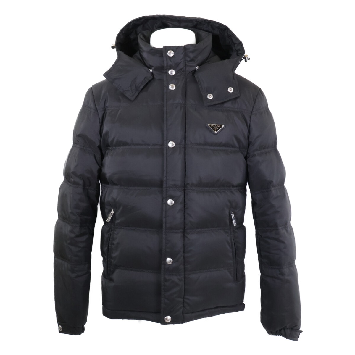 プラダ 【美品/国内正規】SGH070 トライアングルロゴ フード付ダウンジャケット 46