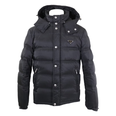 プラダ 【美品/国内正規】SGH070 トライアングルロゴ フード付ダウンジャケット 46