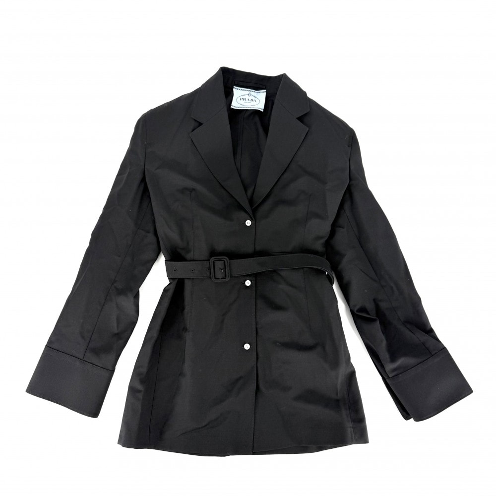 PRADA プラダ アウター ジャケット アパレル 服 40 ブラック 黒 ウール  モヘア   レディース 春 秋 美品【中古品】